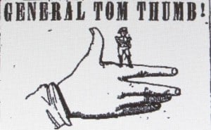 newspaper ad for an appearance by Tom Thumb
