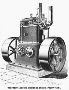 Illustration of an early steam engine.