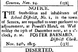 newspaper-notice-of-1813-meeting-of-Geneva's-school-district-No.1