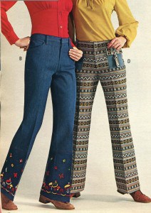 Image from a catalog of two young women wearing pants.