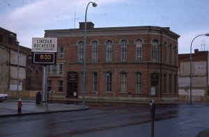 Photograph of National Bank of Geneva before it was demolished and replaced with a modern bank building (currently Five Star Bank)