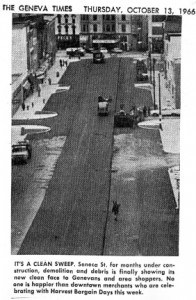 Image from the Finger Lakes Times of Seneca Street after it was widened.