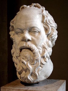 Colored image of a bust of Socrates