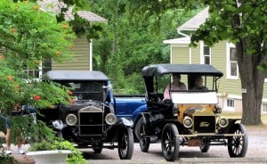 Two models parked outside