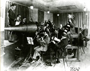 Black and white photo of an acoustic session