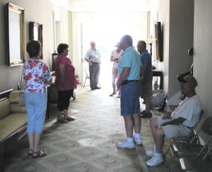 people standing in hallway at Rose Hill