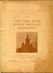 program cover to the New York State Woman Suffrage Association's 1907 convention