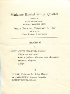 program for the Marianne Kneisel String Quartet