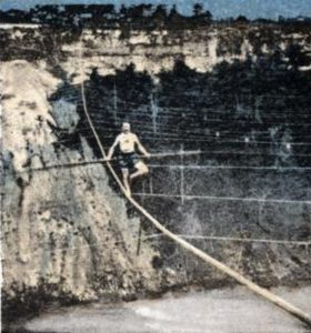 Man walking on a tight rope