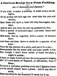 A poem and recipe for plum pudding.