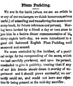 Plum Pudding Story 1858