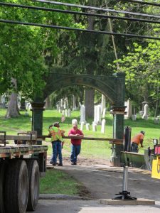 men working in a cemetery