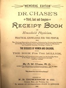 Title page to Dr. Chase’s Third, Last and Complete Receipt Book and Household Physician