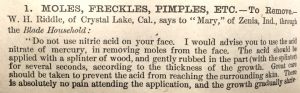 Remedy for moles, freckles, pimples