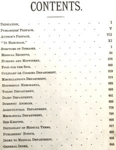 Table of contents of Dr. Chase’s Third, Last and Complete Receipt Book and Household Physician