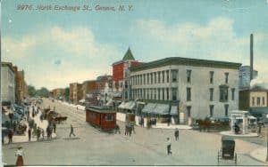 postcard of the intersection of castle and exchange streets