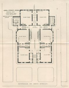 First floor plan for Lewis Street School