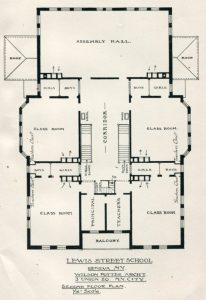 Second floor plan for Lewis Street School
