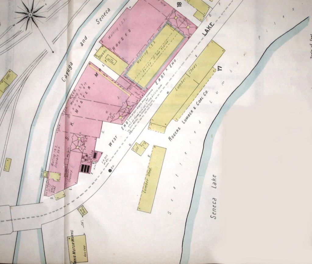 Map of train tracks, canal and lakefront