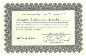 Certificate from Mount Vernon