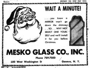 Newspaper ad for Mesko Glass Co. 