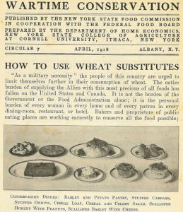 April 1918 printed circular on how to use wheat substitutes