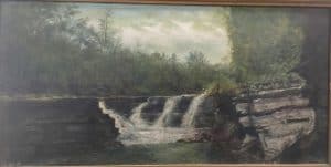 painting of a small waterfall