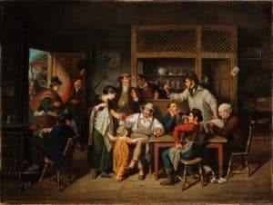 woman-and-child-with-men-in-a-tavern