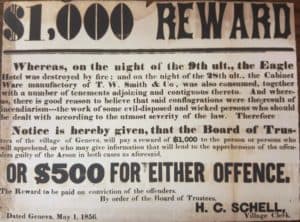 reward notice for a $1,000 dated May 1, 1856