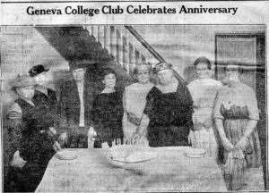 newspaper clipping of women standing around a table