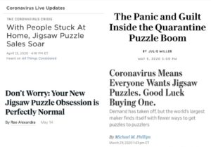Headlines from articles about puzzles