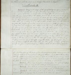 Handwritten excerpt from the 1 821 New York State Constitution 