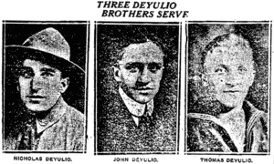 Newspaper clipping about the Deyulio Brothers World War I service