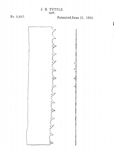 1853 Patent Drawing Of Saw Blade