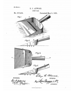 1885 Patent Drawing Of Dustpan