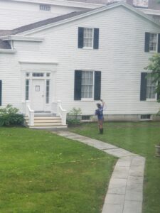south side of Rose Hill Mansion being power washed