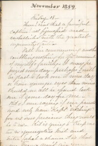 Manuscript page from a diary of November 1859.
