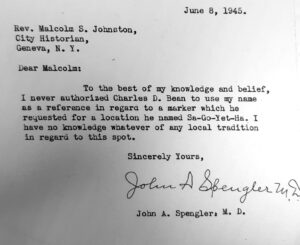 Typed letter by Dr. Spengler Letter