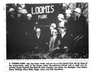 photo from 1968 newspaper of sign at Loomis Park