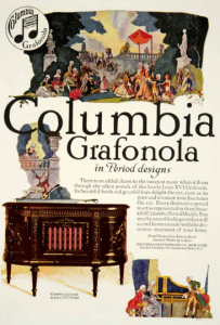 Color ad for Columbia Grafonola record player