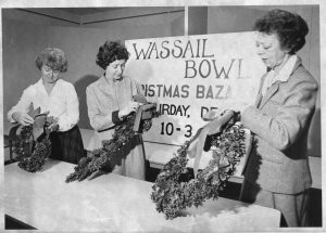 women making wreaths for the Wassail Bowl