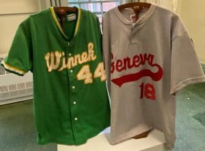 two baseball jerseys