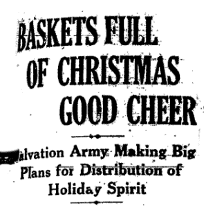 Newspaper headline baskets full of christmas good cheer