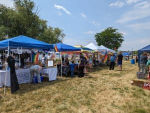 Booths set up on the lakefront for the Finger Lakes Pride Festival