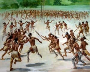 Ppainting Natives playing lacrosse