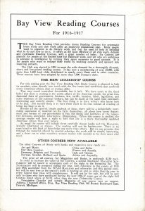 Listing of Bay View Reader courses for 1916-1917