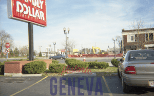 family dollar parking lot looking across street