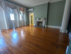 An empty Back Parlor in the Geneva History Museum