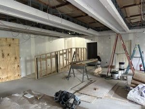 Ramp being built in the Hucker Gallery of the Geneva History Museum