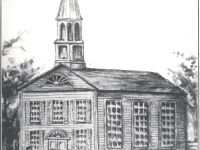 Pencil sketch of the first Trinity Church on South Main Street, 1808-1841